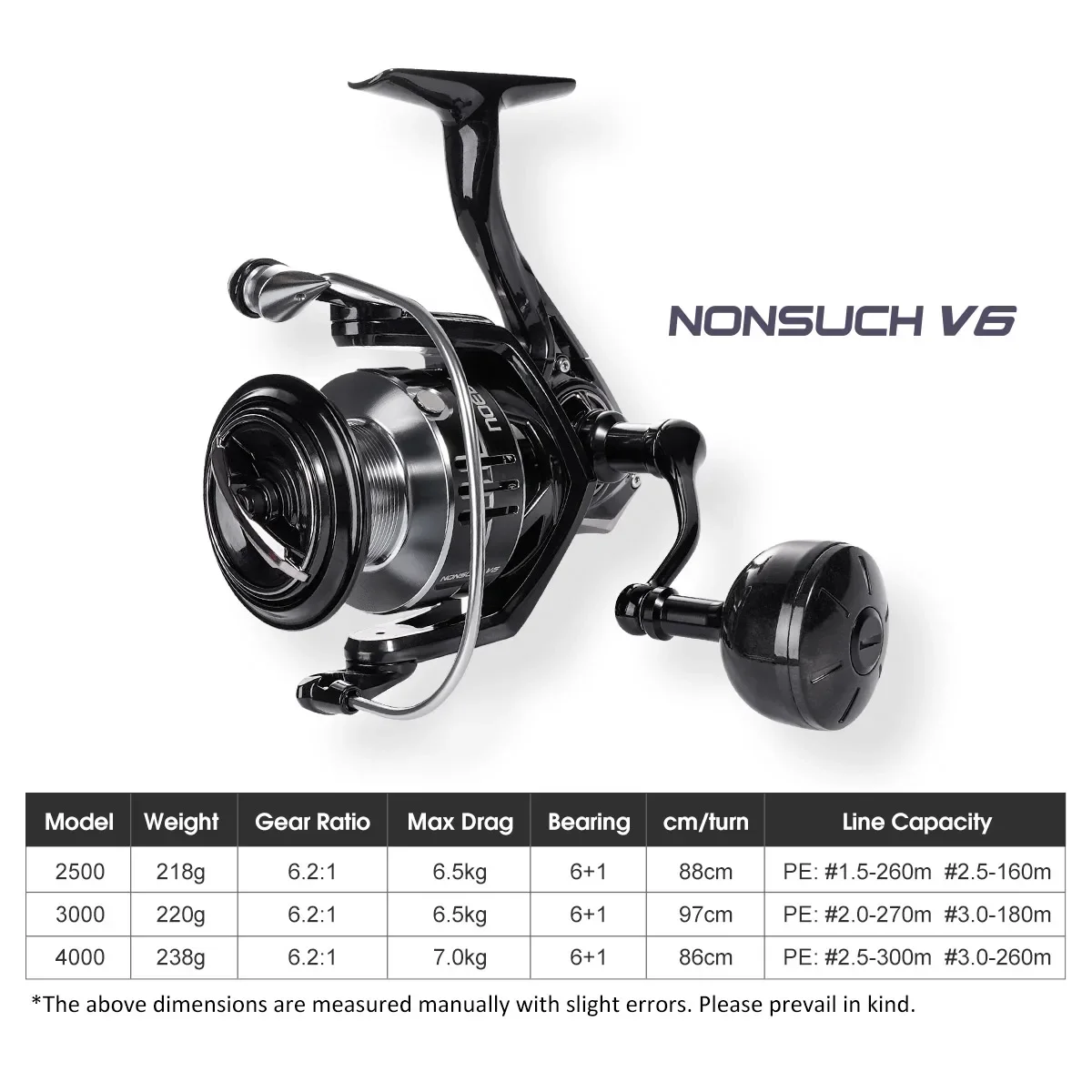 Noeby Spinning Carbon Fishing Reel 2500 3000 4000 Series Lightweight Reels Max Drag 7kg 6.2:1 Gear Ratio Aluminium Spool Reels