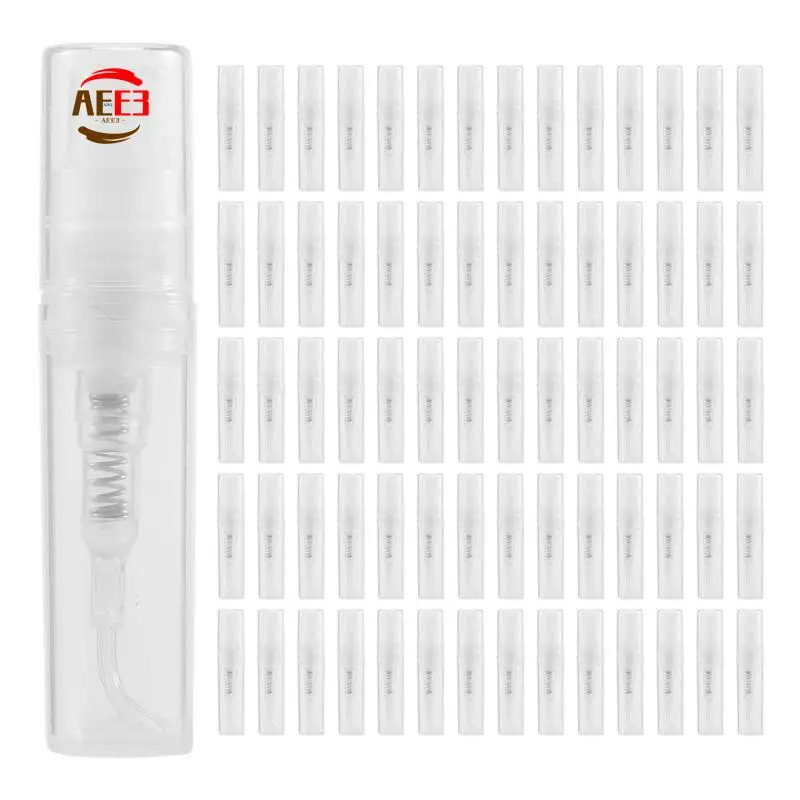 

AEE3-200Pcs/Lot 2ML Transparent Plastic Spray Bottle Small Cosmetic Packing Atomizer Perfume Bottles Atomizing Spray Liquid Cont