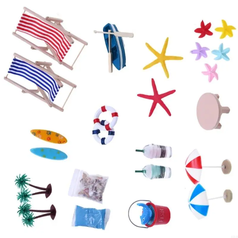 Interaction Miniature Beach Scene Display Decoration con conchas marinas accesorios para tumbonas para paisajismo casa