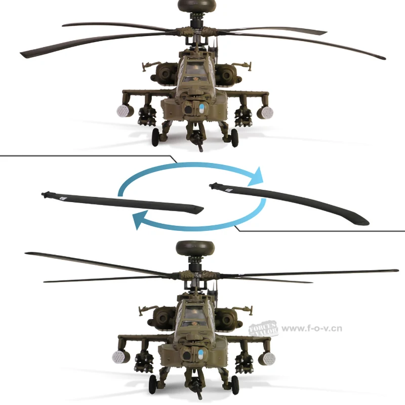 FOV 1:72 Scale US Army Long Bow Apache AH-64D Military Fighter Model Diecast Alloy Ornament Collection Souvenir Classic Toy Gift