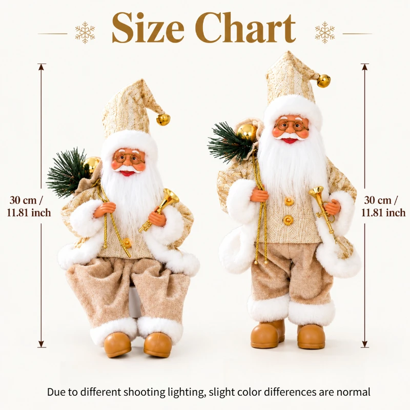 1Pcs Santa Claus decoration ornament, creative festive golden sitting/standing old man desktop decoration, holiday gifts
