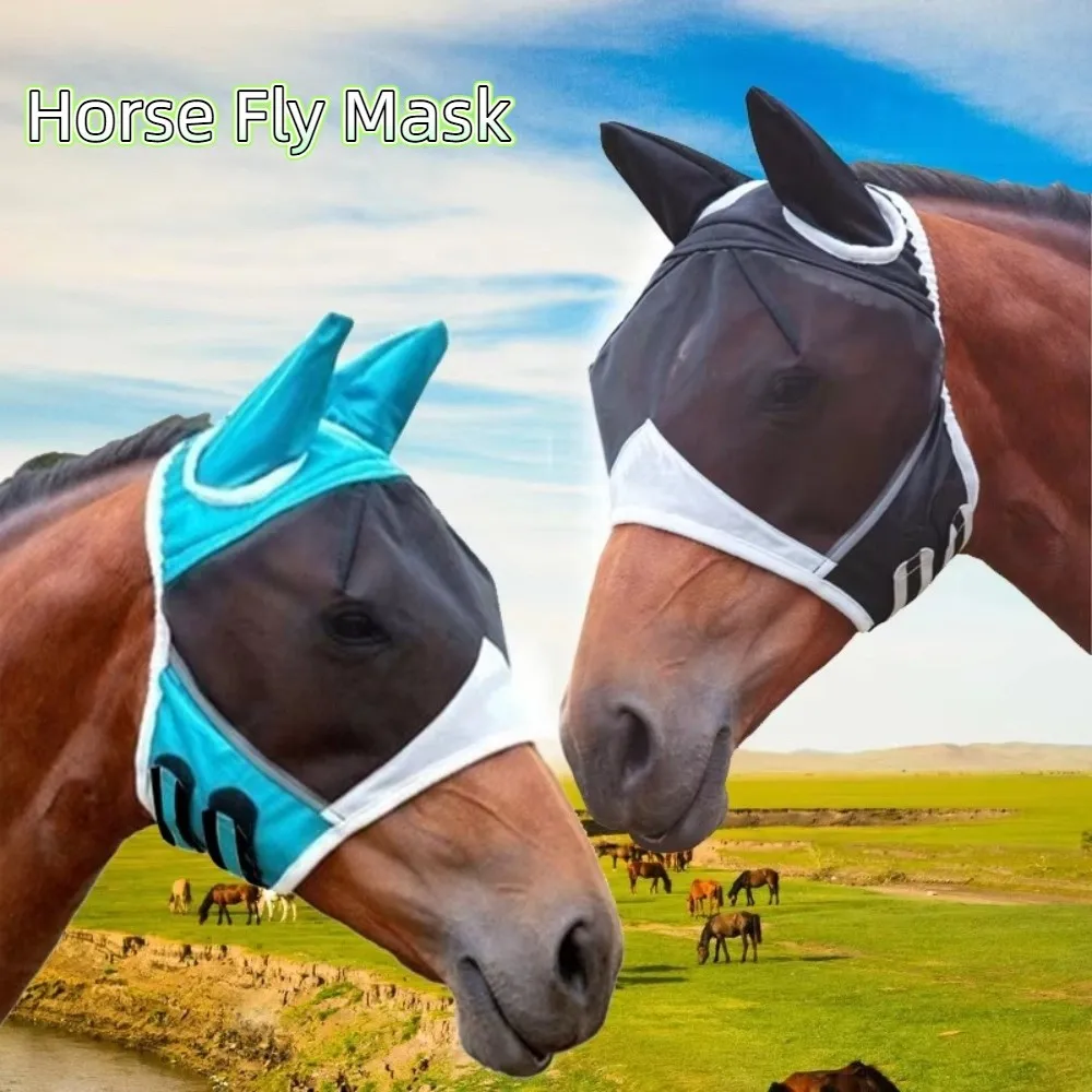

High Quality Professional Horse Fly Mask Breathable Adjustable Anti-Flyworms Mask Mesh Quick-Dry Horse Mask Riding Gear