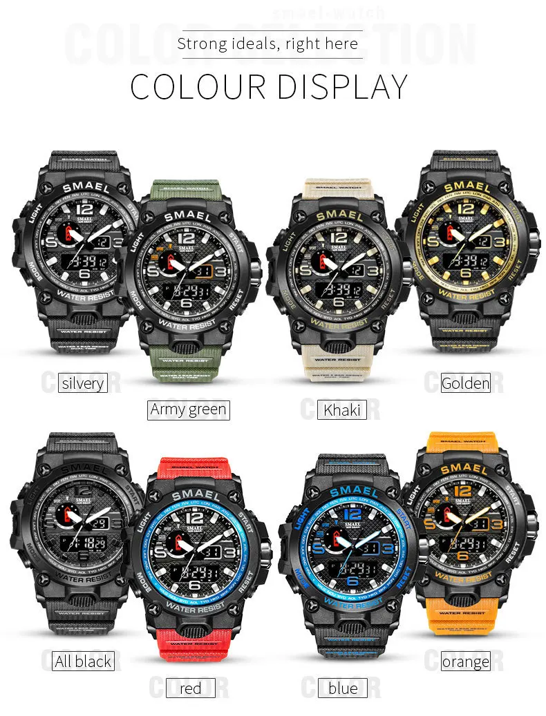 Sport Watches Men Waterproof Analog Digital Quartz Wristwatches Male Fashion Stopwatch Alarm Clock 1545D Man Watch 2024 New