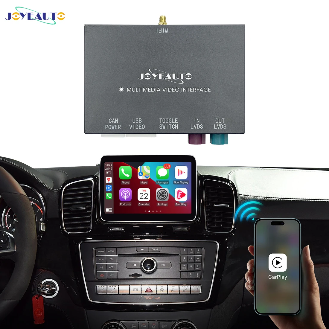 JoyeAuto for Mercedes A C E M S CLA GLK GLA ML SLK GLC CLS NTG5 2015-2018 Wireless Apple CarPlay Android Auto Google Play store