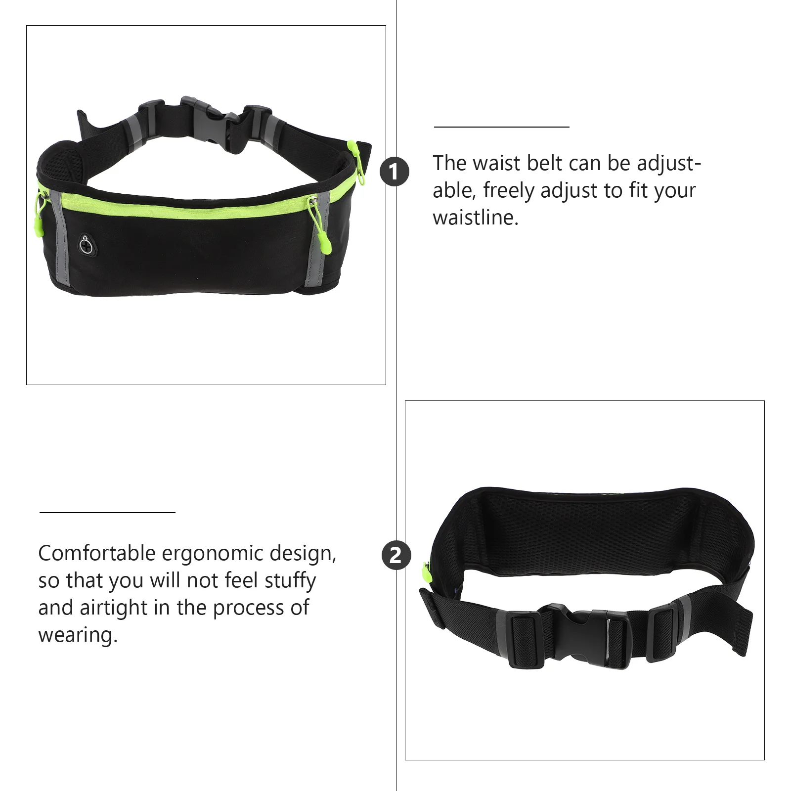 

1Pcs Sports Running Waist Pouch Waterproof Adjustable Belt Ergonomic Design Reflective Strip Headphone Jack Waist Bag