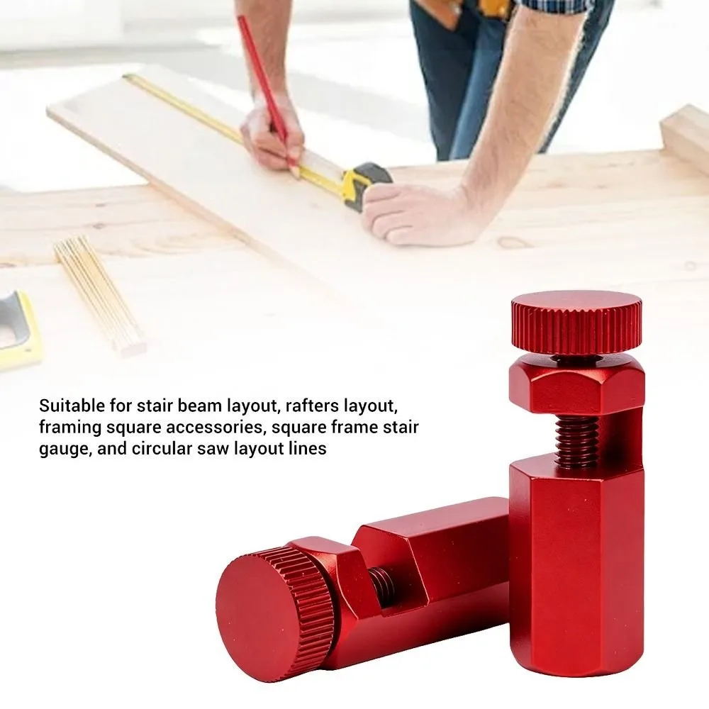 Stable Aluminum Alloy Tall Stair Gauges Portable Bright Red Framing Square Stops Framing Jig Tool Framing Layout