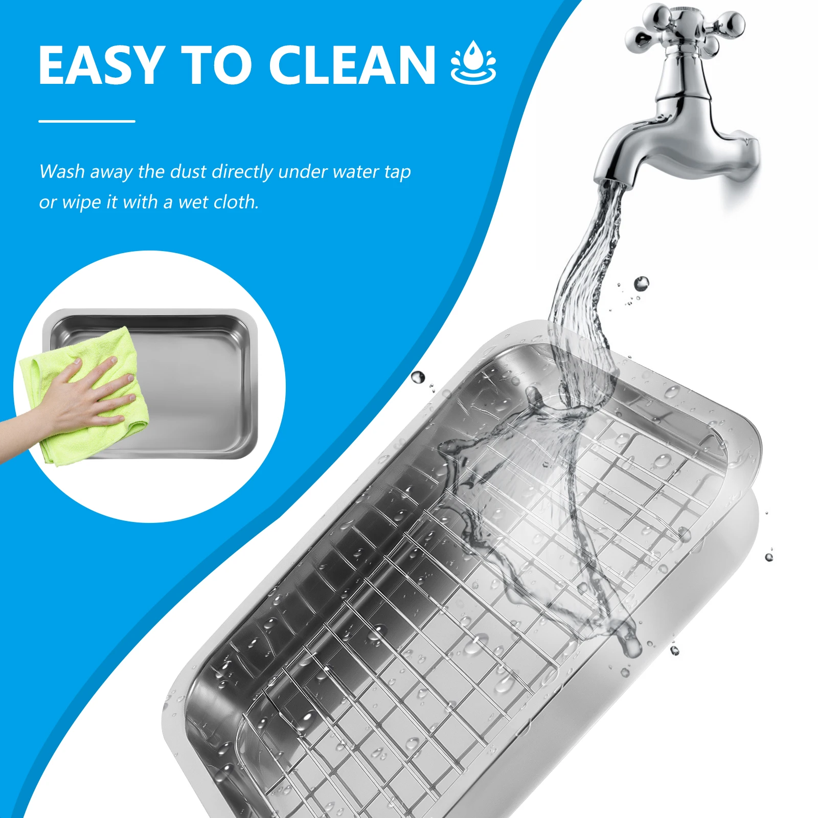 

1Set Rectangle Baking Tray Oven Rack Set Stainless Steel Kitchen Baking Pan Practical Cake Snack Dessert