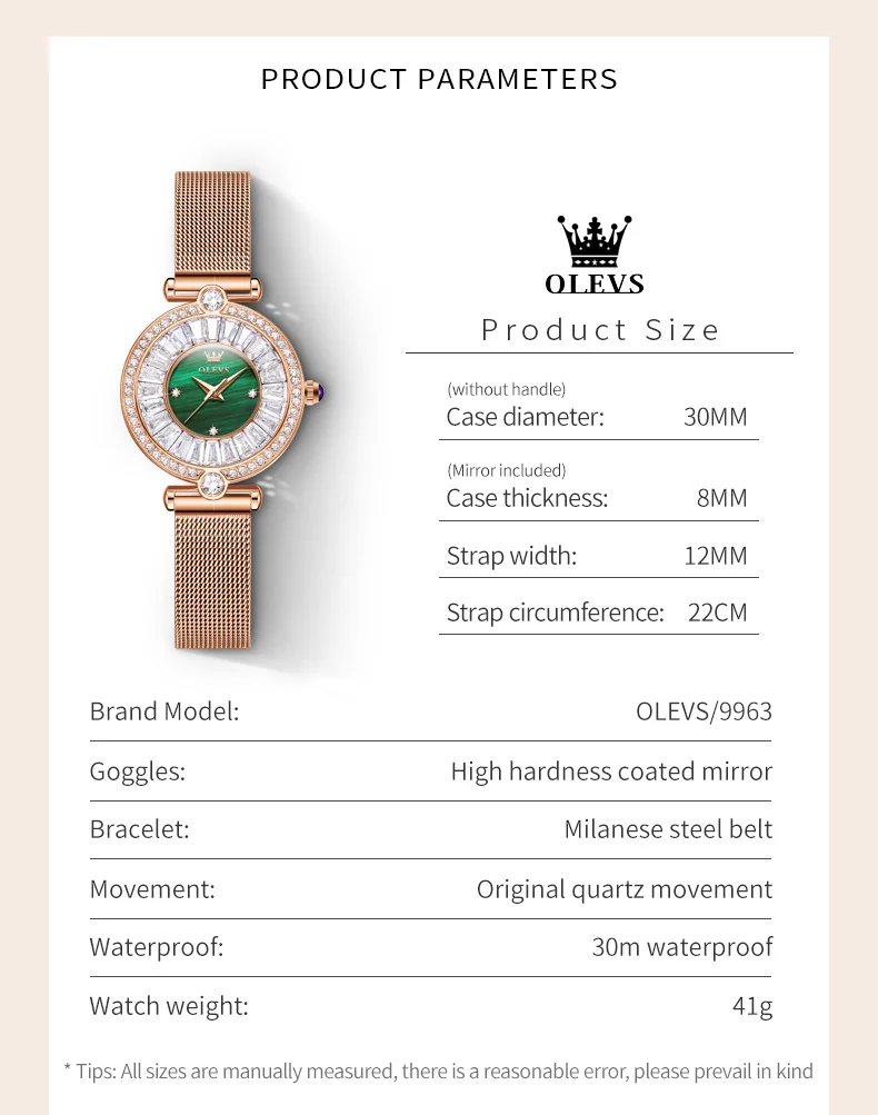 OLEVS Luxury Diamond Quartz Watch for Women Elegant Dress Analog Quartz Watch Stainless Steel Mesh Belt Waterproof Wristwatch