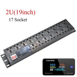 2U PDU power strip cabinet Mount 17Ways distribution unit Socket Surge protection double break switch aluminum alloy shell