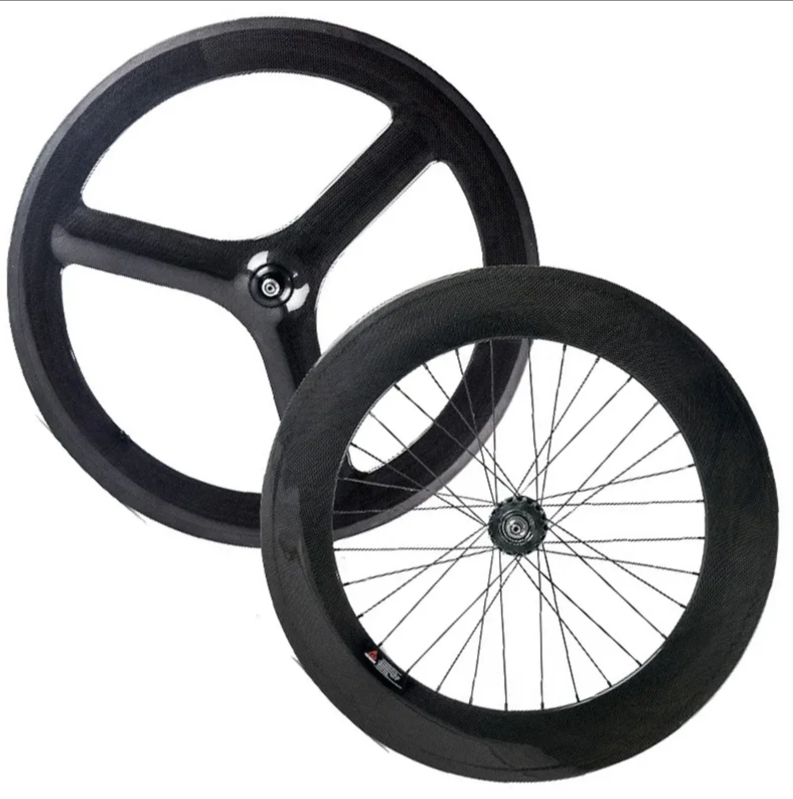 

YTYIN 700C Full Carbon Front 3 Spokes Wheel Rear 88mm Fixed Gear Set Clincher Carbon Wheels