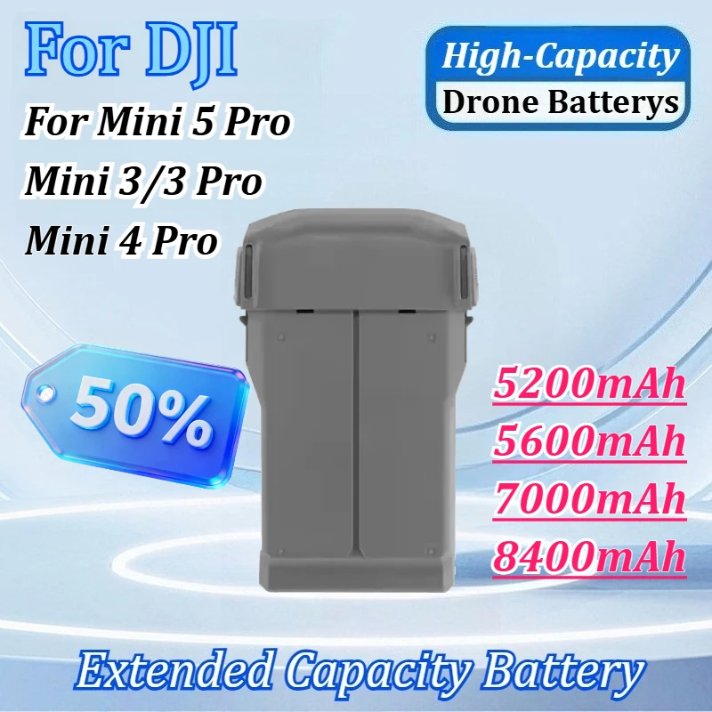 

Upgraded for DJI Mini 5 Pro/Mini 3/3 Pro/4 Pro 5200/5600/7000/8400mAh Long Drone Battery Life for Mini Series Replacement Parts