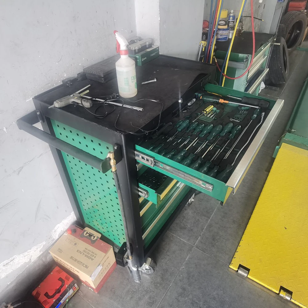 Car repair tool storage cart Green 61.5x33x78cm without tools Five drawer tool cart Repair workshop parts car Practicality