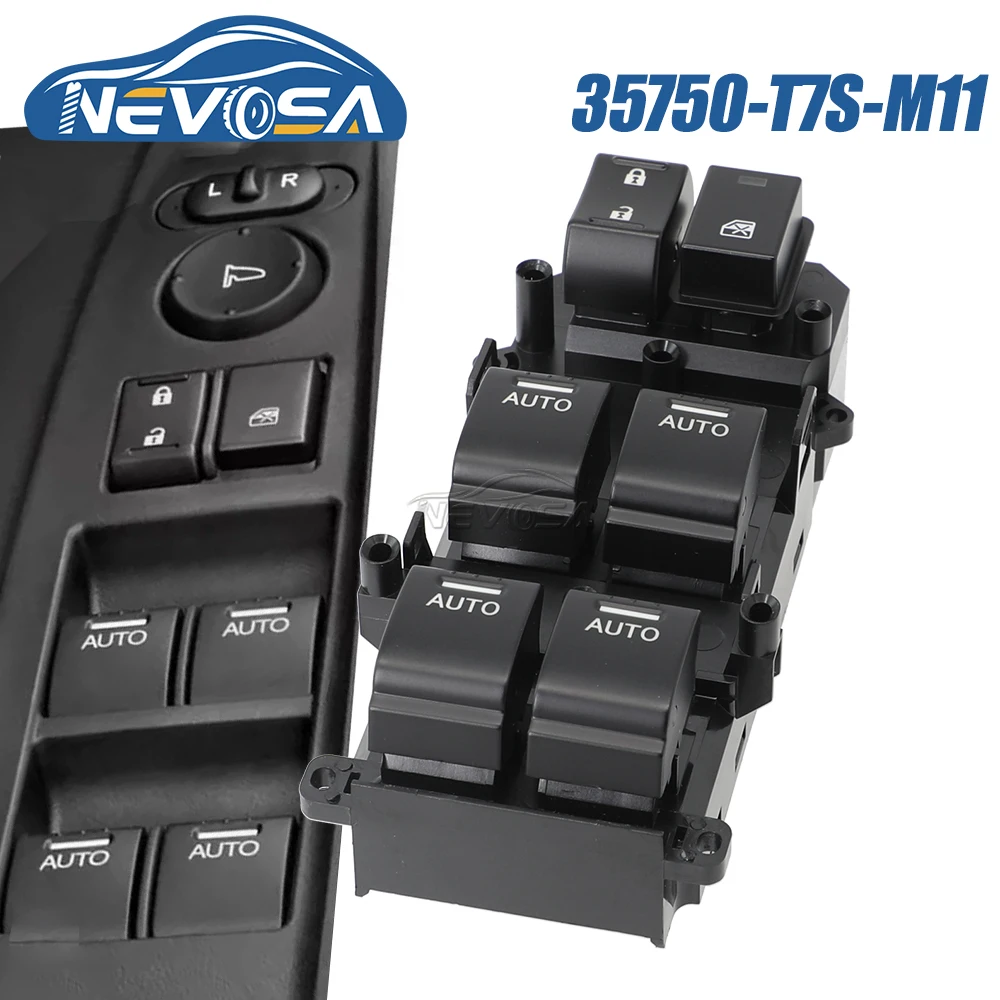 

35750-T7S-M11 Главный переключатель управления стеклоподъемником для Honda Civic 2011 2012 2013 2014 2017 35750T7SM11 Кнопка стекла 35750-TZ8-H02