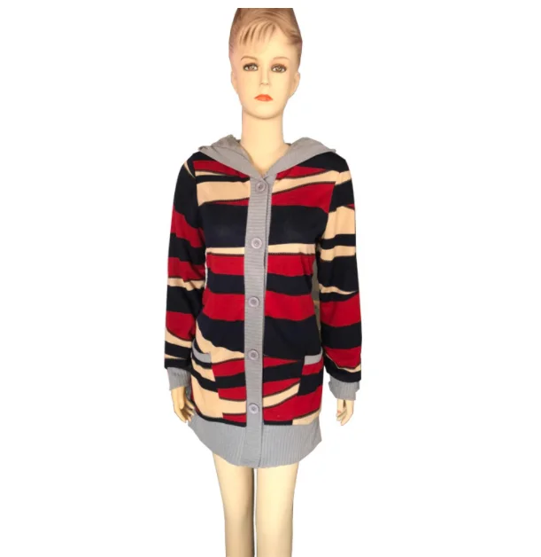 Stripped Hoodies for Women Casual Style Hooded Collar Long Sleeved Pullover Hoody for Ladies Sweatershirts Female with cap
