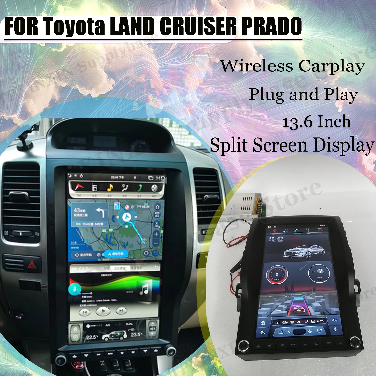 

Tesla Car Radio Stereo Receiver Android 12 For Toyota LAND CRUISER PRADO 2002 2003 2004 2005-2009 GPS Automotive Multimedia DSP