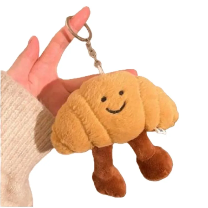 Cartoon Croissant Anhänger Schlüsselanhänger süße Mädchen Tasche Puppe Plüschtier Schlüsselanhänger Plüschtier Baby Puppe Geschenk
