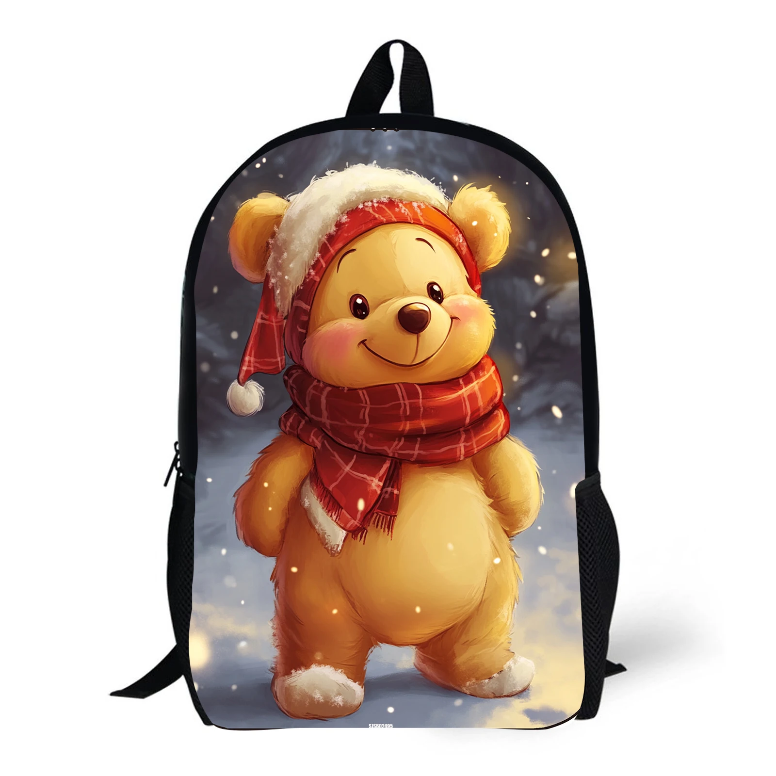 

1pc cute Winnie the Pooh winter outfit printed backpack, student backpack, Christmas gift, suitable for daily commuting use