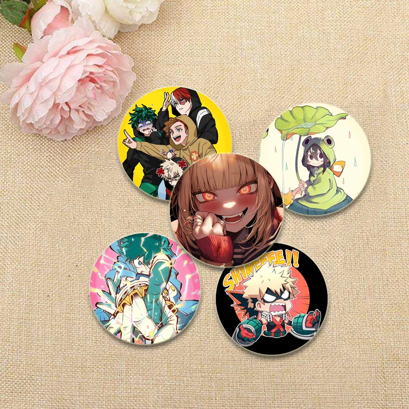 Todoroki Shoto Cartoon Brooches Midoriya Izuku Bakugou Katsuki Anime Badge Fashion Handmade Pins for Bag Clothes Accessorie Gift