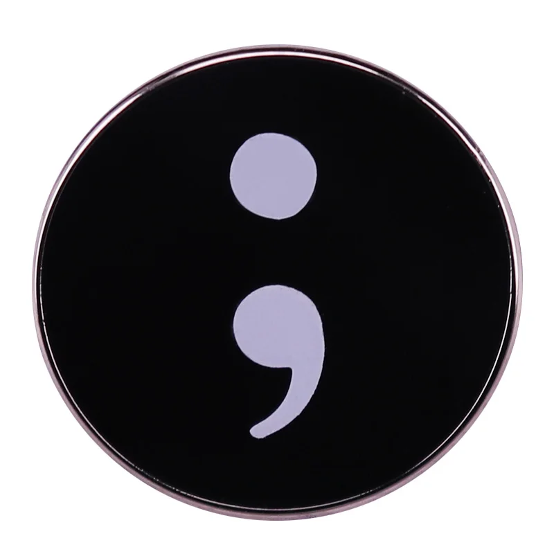 Semicolon Punctuation Pin Badge Unique Creative Clothing Backpack Decoration