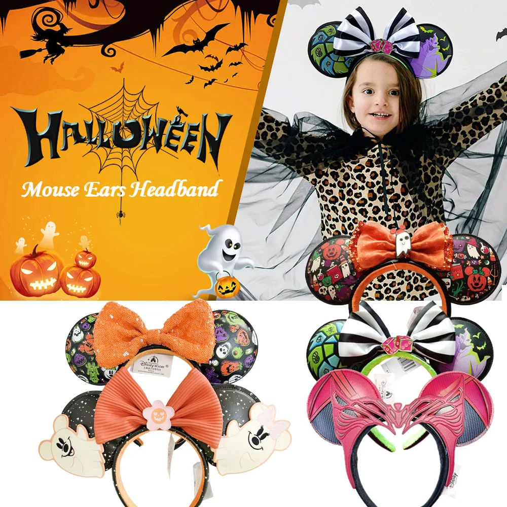 

New Disney Bat Pumpkin Mickey Mouse Ear Headband COSTUME Hallowmas Headband Cosplay Plush Gift Girls Party Hairb