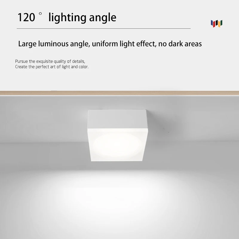 Downlight led painel quadrado luz superfície montado lâmpada do teto de alumínio 7w 12 iluminação nordic foco para sala estar cozinha casa