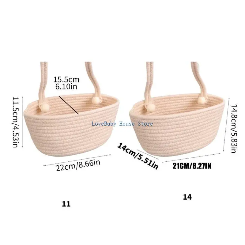 سلة تعليق BX0D منظم لسرير الأطفال، حقيبة تخزين واسعة للمناديل المبللة، حل تخزين الحضانة المحمول #6