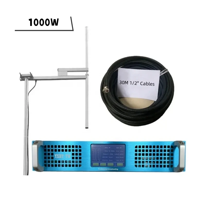 Radio Antenna + 30M 1/2 Cables Full Equipment 1000W FM Transmitter 1KW