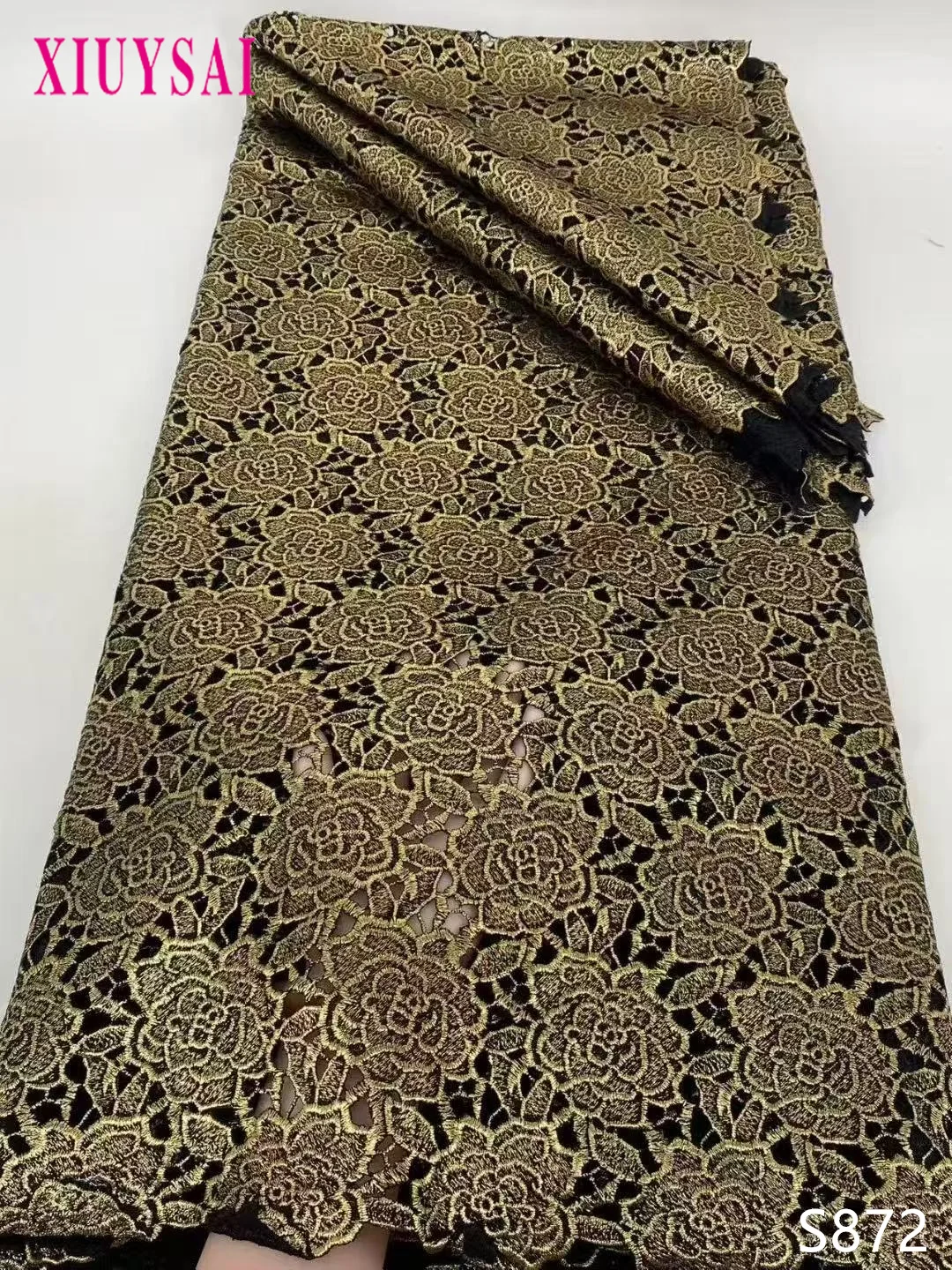 

African Nigerian Water Soluble Cord Lace Fabric High Quality French Lace 2025 Style for Wedding Dresses