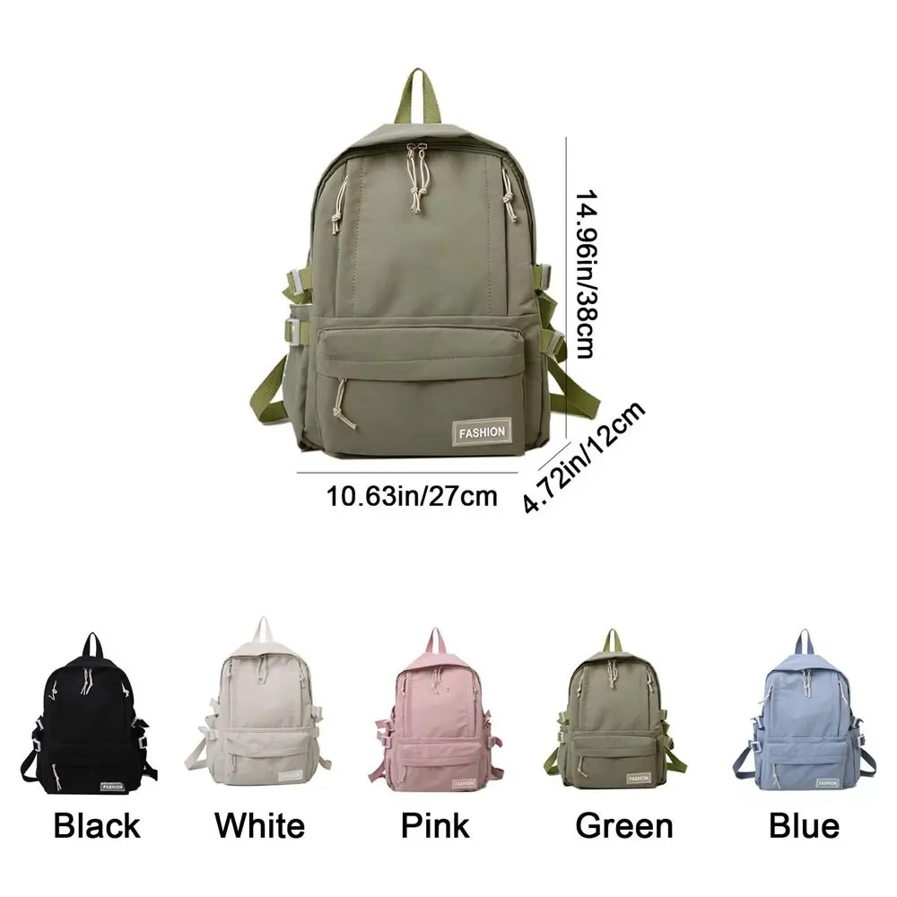 귀여운 단색 학교 가방 멀티 포켓 달콤한 스타일 단색 배낭 캐주얼 디자인 경량 학생 배낭 남여 공용