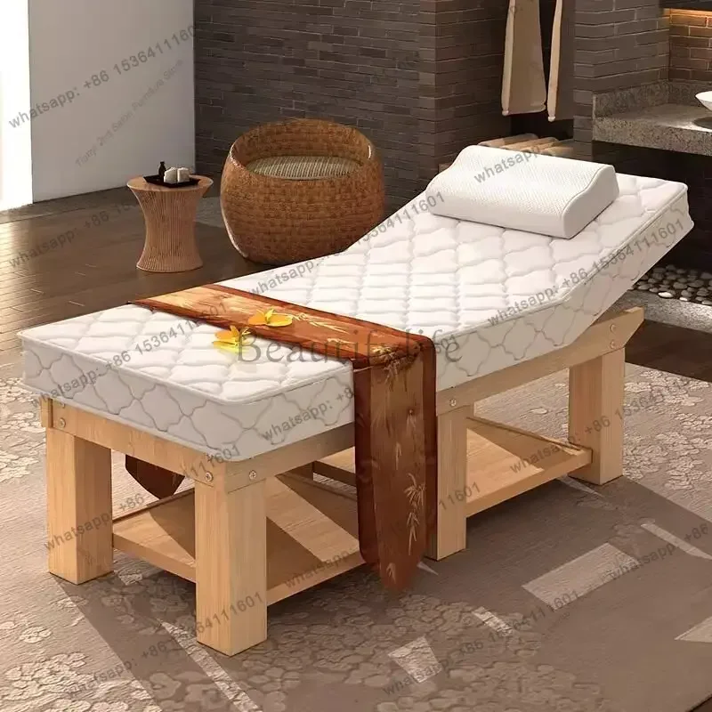 LSModern Solid Wood Massage Bed Nordic Creative Beauty Salon Massage Bed For Ear Picking And Facial SPA Furniture Cama Masaje FY