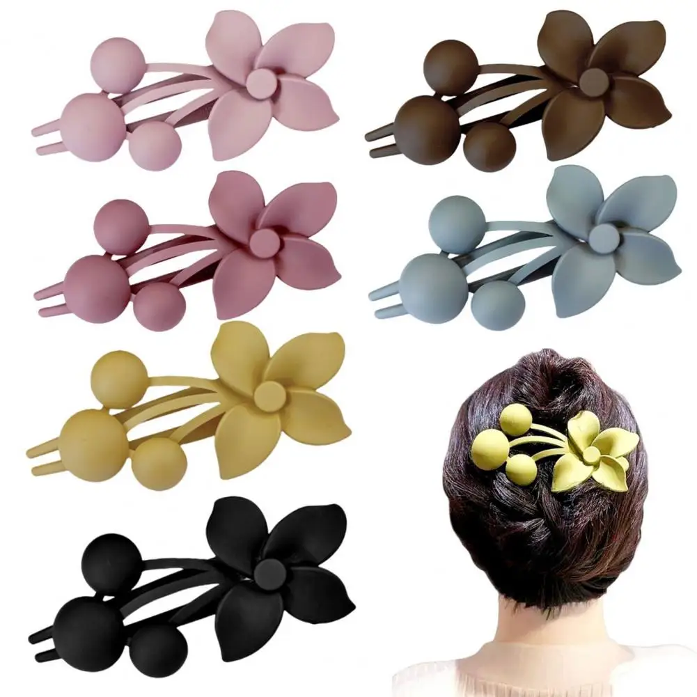 Frosted Texture Hair Claw Flower Decor Thick Thin Hair Clip Non-slip Matte Finish Large Back Head Hair Claw Accessories 꽃머리핀