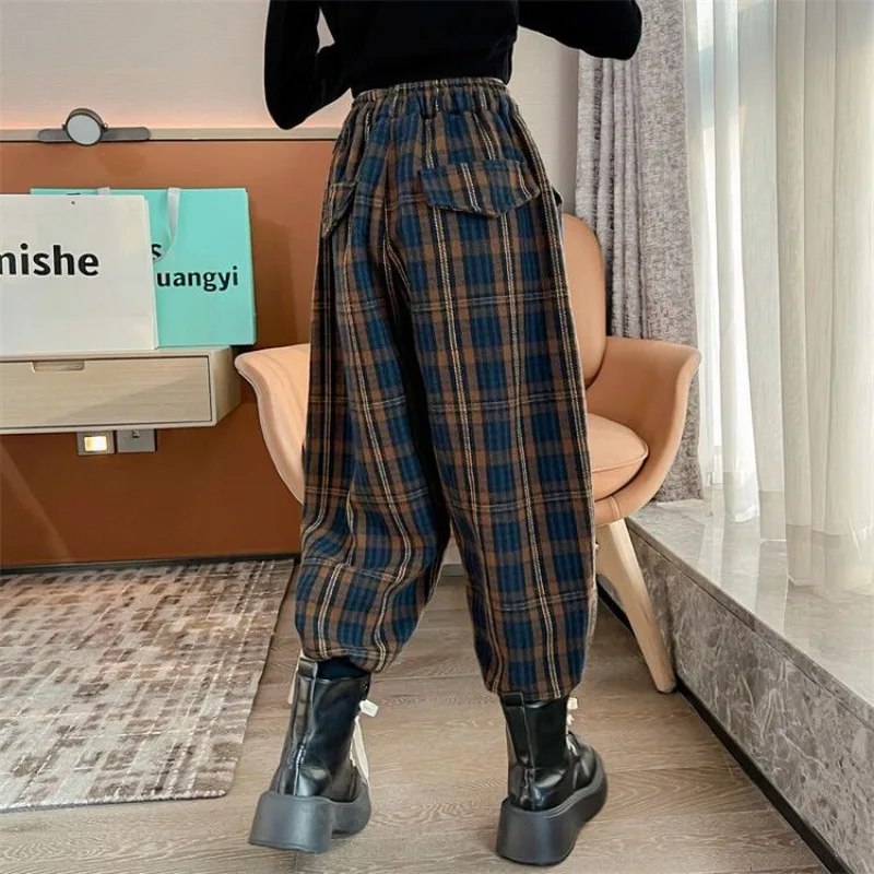 

2025 New Girls' Autumn/Winter Korean Style Loose Slim Fit Casual Pants for Tall Girls Spring/Fall Season - Cotton Blend Stylish