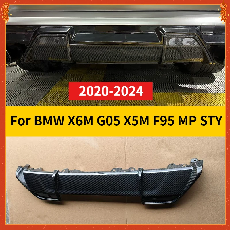 

For BMW X5 G05 X5M F95 MP STY 2020-2024 real Carbon Fiber Rear Diffuser Bumper Lip Spoiler Exhaust Tips Muffler Tail Body Kits