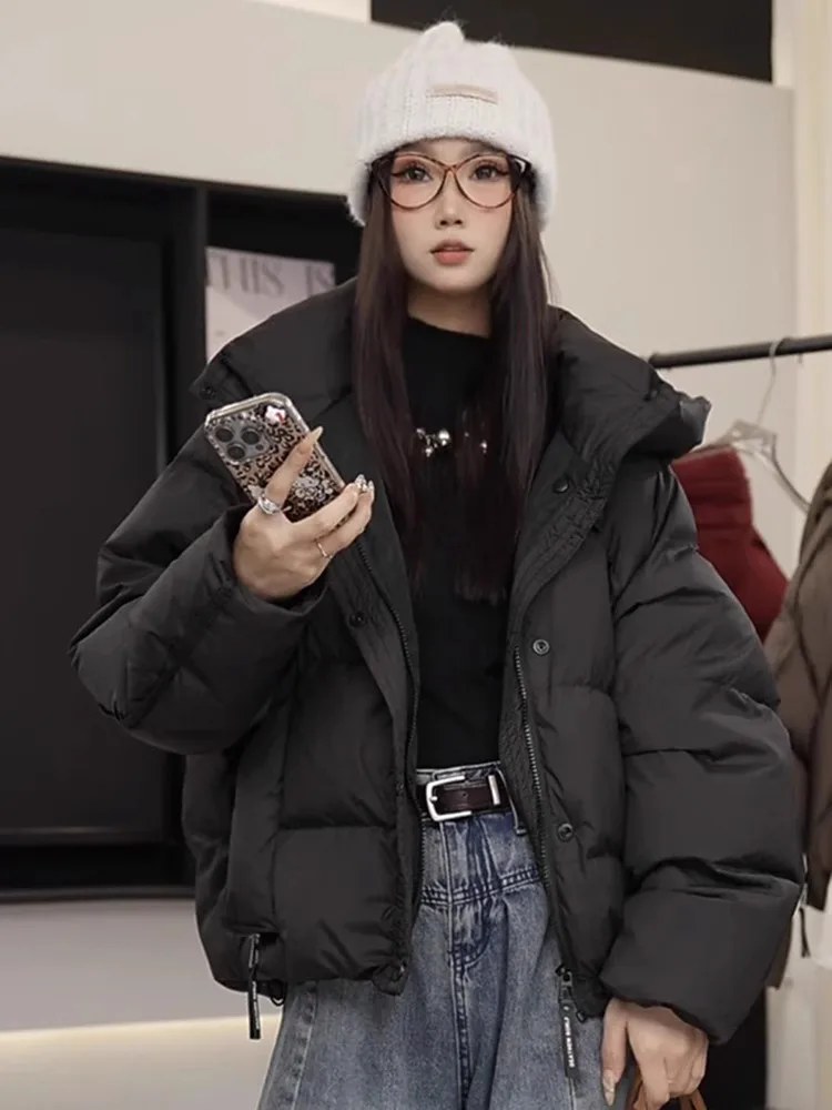 

Корейская зимняя женская куртка-пальто из хлопка с капюшоном, новый дизайн, пушистая, с длинными рукавами, на молнии