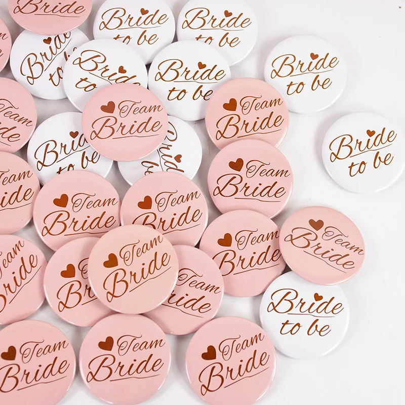 6pcs Team Bride To Be Badges Bachelorette Hen Party Bridesmaid Gifts Brooch For Wedding Bridal Shower Party Supplies Photo Props