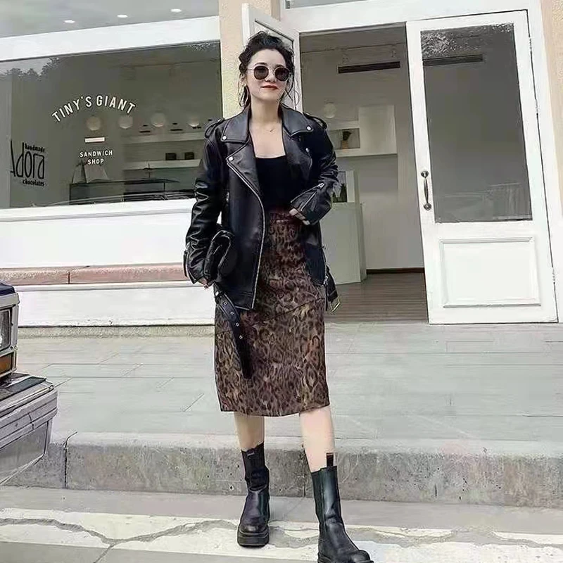 Genuine Leather Jacket Short Length 2024 Women Coat Spring Overcoat Locomotive Model Quality Sheepskin Clothes