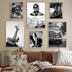 Black White Modern Paris Fashion Woman Church Pearl Wall Art Canvas Painting Picture City Posters For Interior Luxury Home Decor