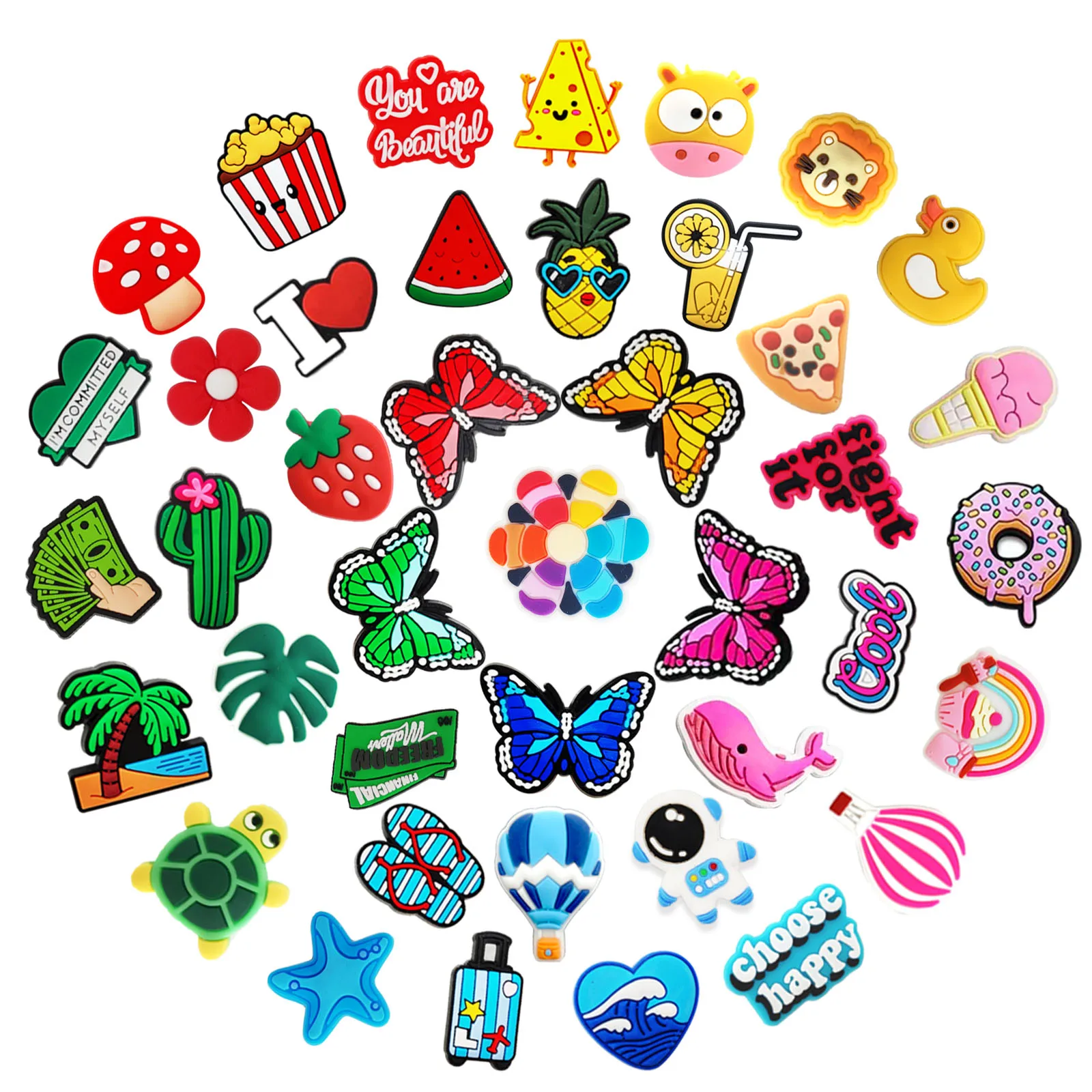 

41Pcs 5 Colors Series Shoe Charms For Slides Sandals, PVC Shoe Decorations Accessories For Christmas Birthday Gift Party Favor