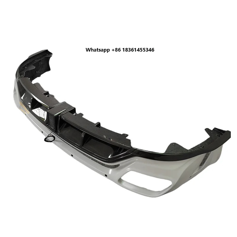 

For Cullinan Retrofit Upgrade m Style High Quality Semi Carbon Fiber Rear Bumper with Light Rear Diffuser Body Kit
