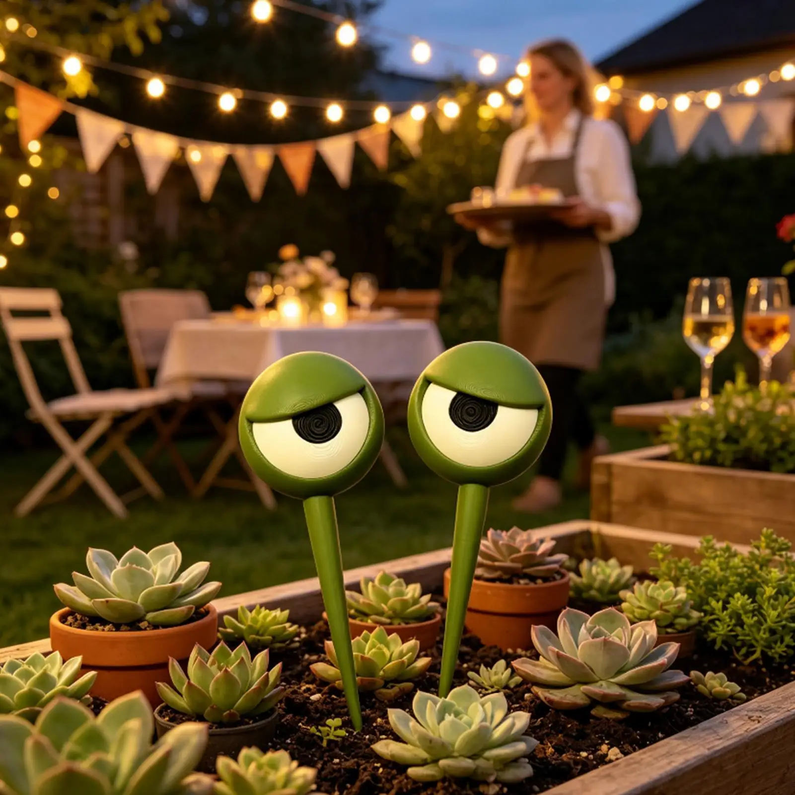 2 Pieces 3D Printed Funny Eyeball Decoration Sign Indoor Plant Stakes for Farmland Garden Terrace Balcony Patio Flower Pot Decor