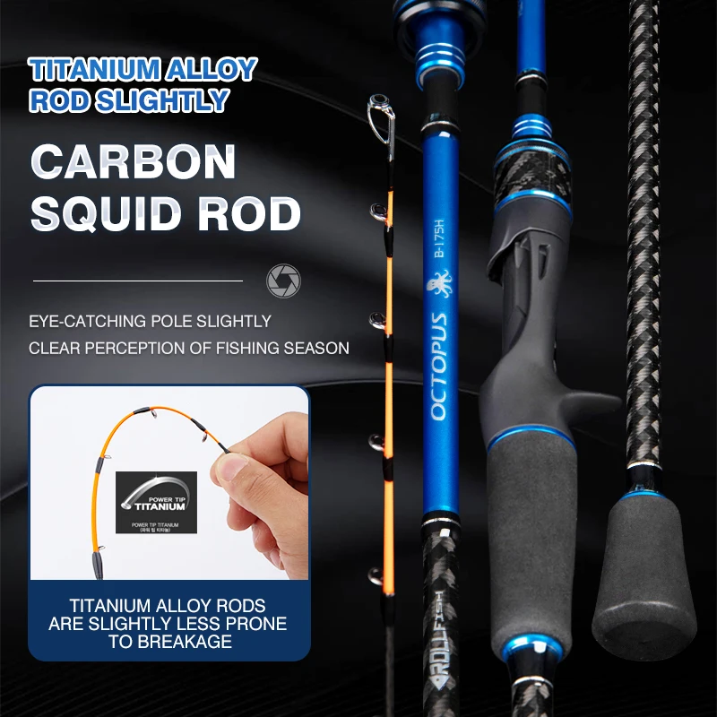 Titanium Alloy 1.75m pe1.5-4 solid carbon fiber light squid rod jigging rod spinning baitcasting rod boat fishing rod