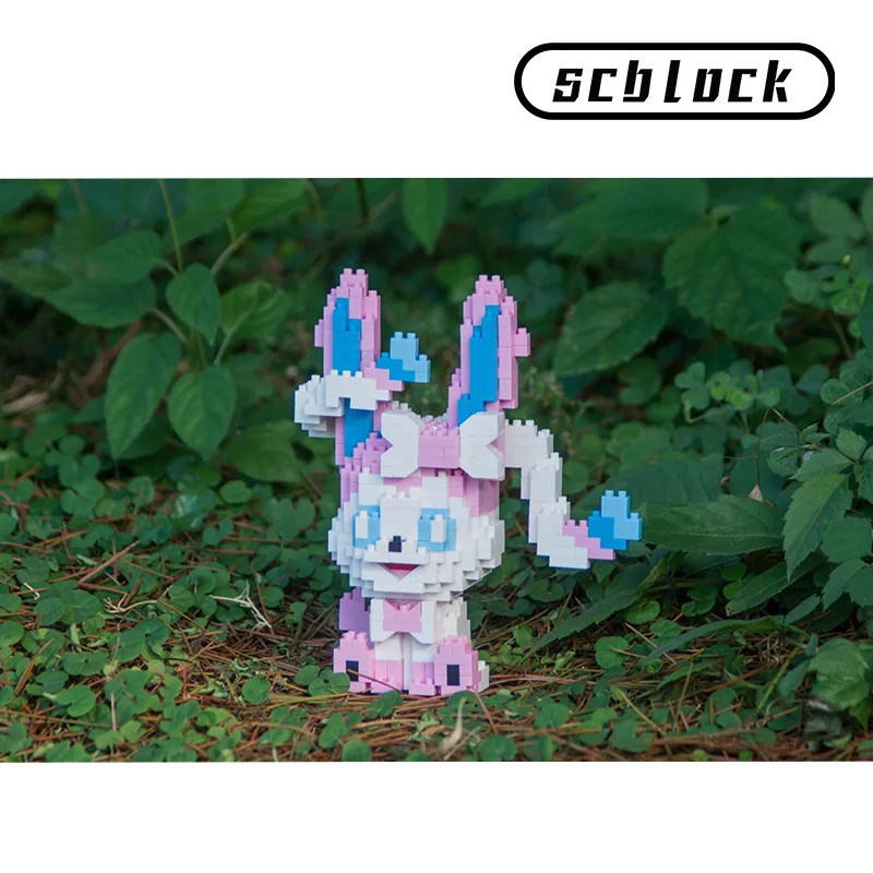 Pokemon Building Blocks Eevee Flareon Micro Diamond Assembled Model Leafeon Mini Brick Sylveon  JP Anime Figure For Kid Toys