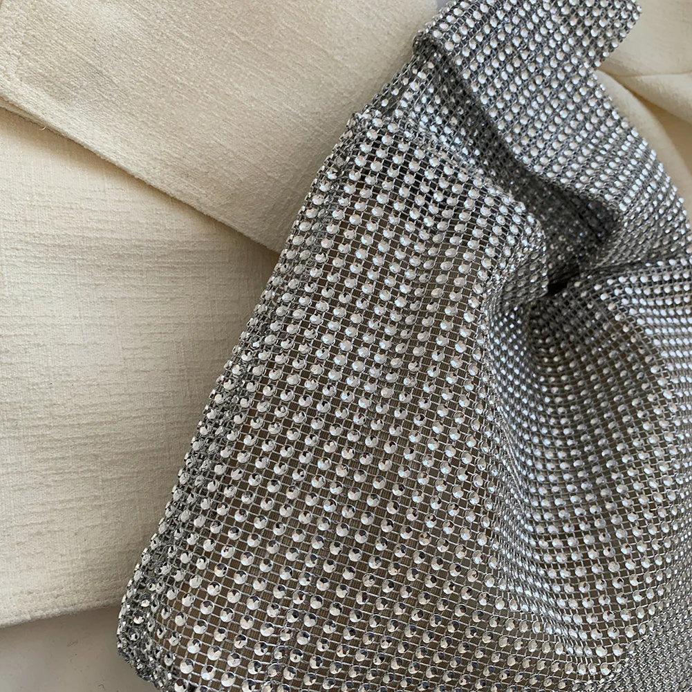 

Women Crystal Bling Bag Solid Color Rhinestone Glitter Vest Purse Versatile Small Luxury Clutch Female Evening Party Handbag