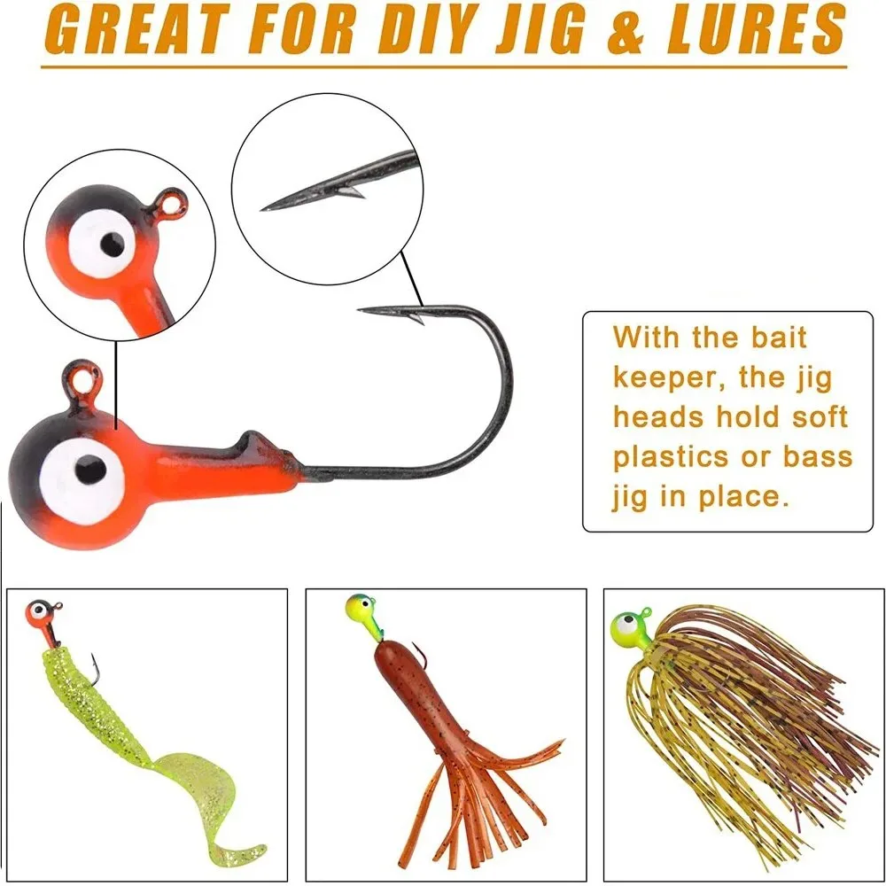 Imagem -04 - Fishing Jig Heads Hooks Kit Round Jig Head Iscas de Pesca Bola Sortida Olhos 3d Ganchos Pintados para Truta Baixa 45 Pcs