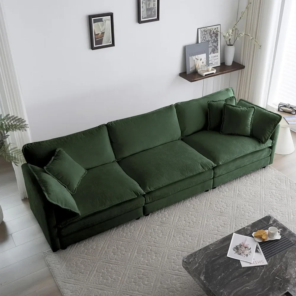 Sofa Modular Sectional Couch, Modern 3 Seater Comfy Deep Seat Cloud Sofa with 5 Pillows fliving room sofas