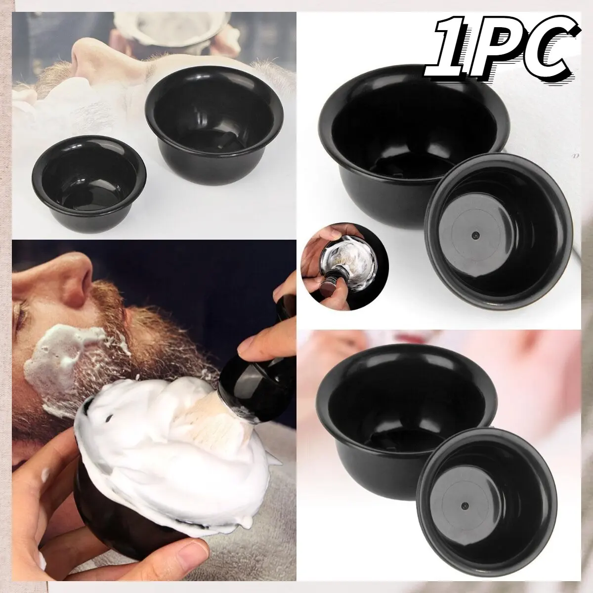 وعاء كريم الحلاقة بتصميم عميق، كوب حلاقة، حاوية بلاستيكية، وعاء تخزين الحساء، قوي مضاد للانزلاق، وعاء رغوي للحلاقة
