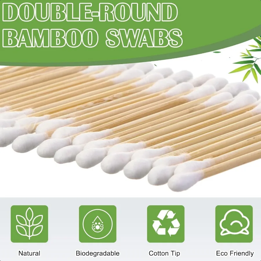 5000 Count Bamboo Cotton Swabs Double Buds Organic Cotton Swabs with Tips for Ears Sterile Tipped Applicator Makeup Swab Daily