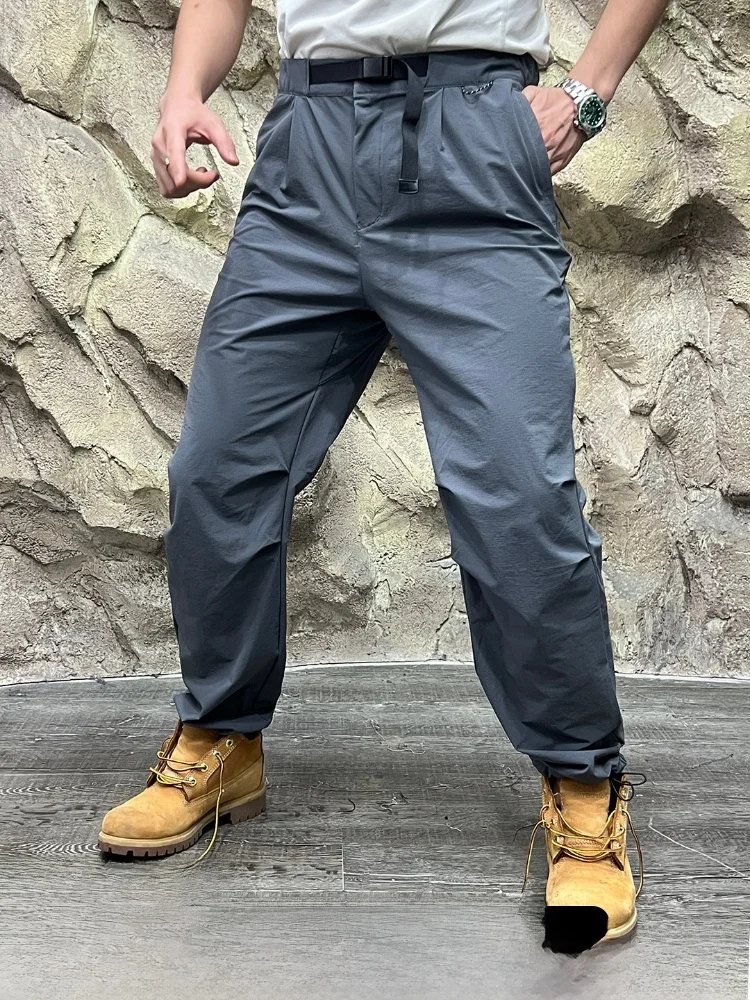 

PATERNO! Men's Casual Paratrooper Pants Adjustable Bule Waist Versatile Autumn Leisure Trousers Straight Leg ket Detail