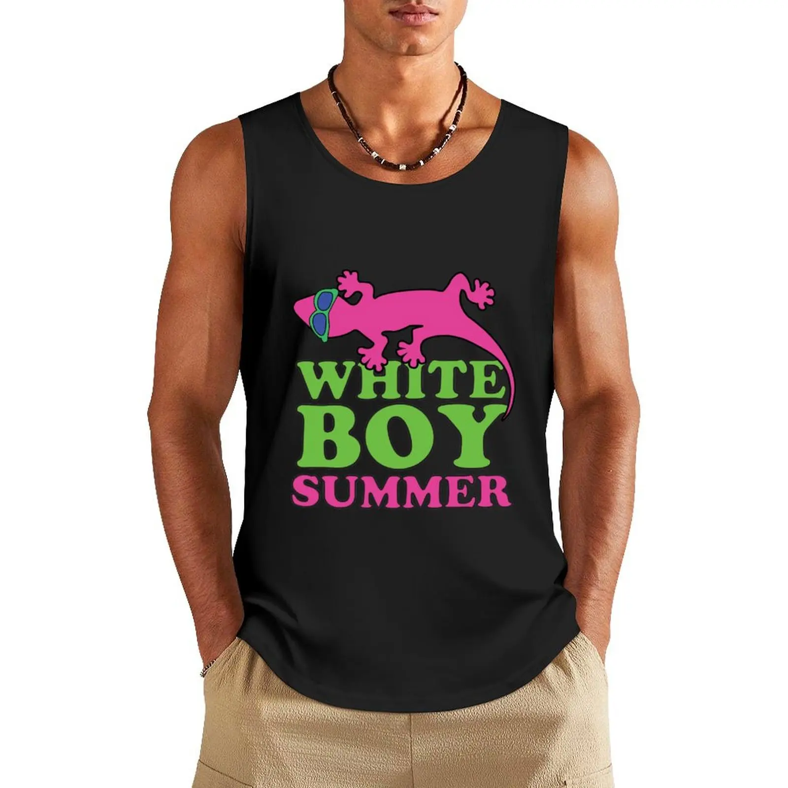 

white boy summer salamander t hanks chet meme vintage logo salamander Tank Top mens gym clothes Bodybuilding clothing man