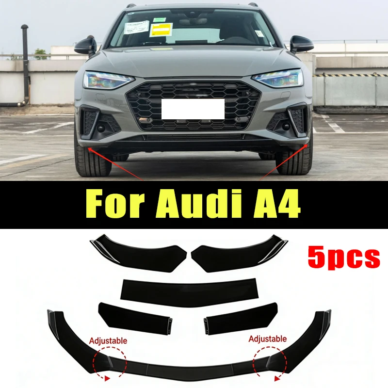 

5Pcs ABS Material Universal Car Front Bumper Separator Bumper Lip Body Kit Duck Lip Separator For Audi A4 Car Accessories